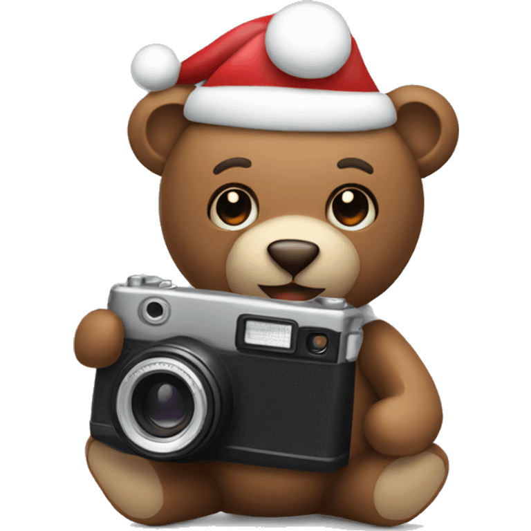 Christmas Teddy bear holding a Camera  emoji