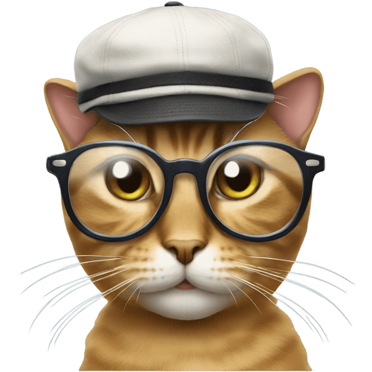 Cat wearing cool glasses and a cap emoji