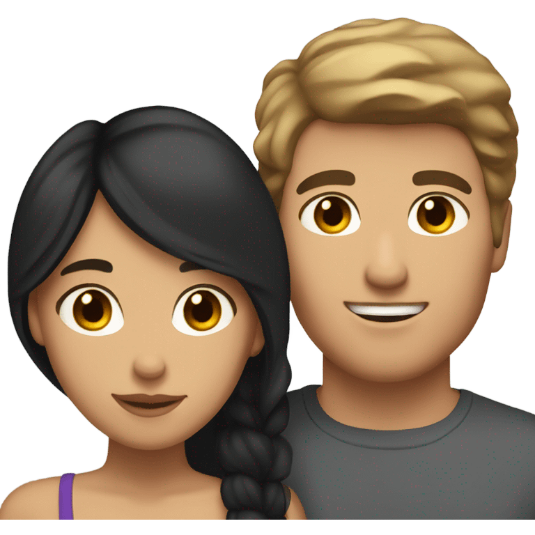 Caucasian boyfriend with brown hair and Mexican girlfriend with black hair emoji