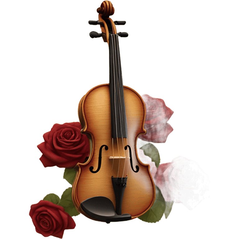 vintage violin and beige red roses emoji