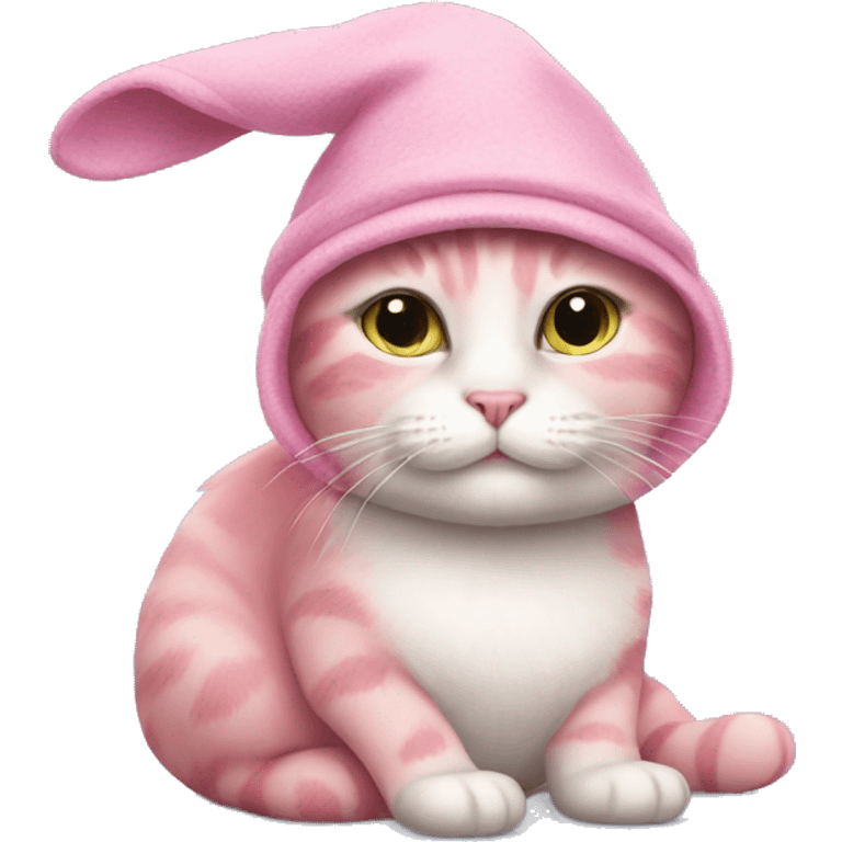 pink cat wearing bunny hat  emoji