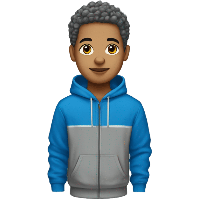 A light skin boy with a taper fade a blue hoodie and grey sweatpants emoji