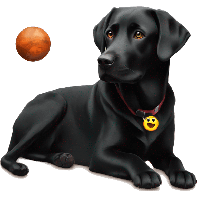 Black labrador with Mars in background emoji