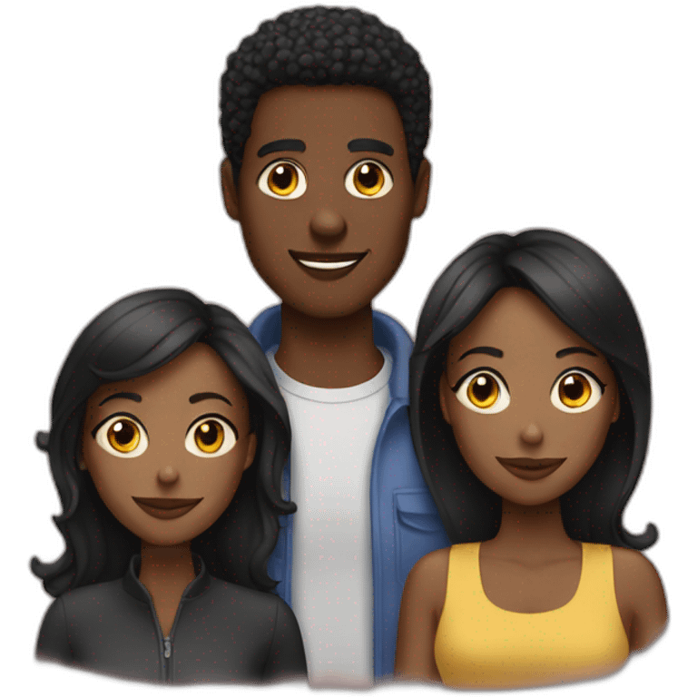 Younger Black man with two black women  emoji