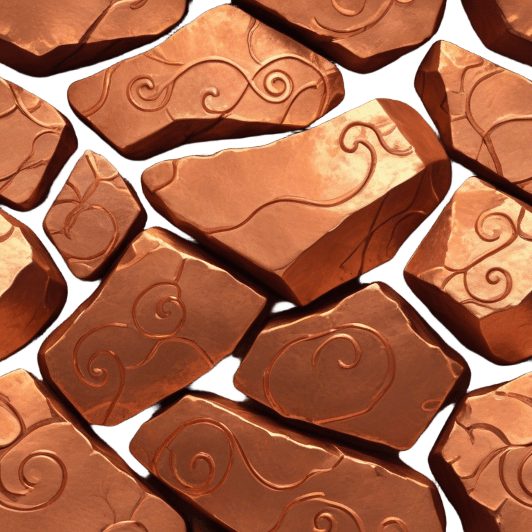 Cinematic Realistic Copper Ore, Warm and earthy, with rich, reddish-brown hues and intricate swirls of natural patterns across the rough, raw surface. The metal catches light with a gentle, glowing shimmer, exuding a rustic, organic charm. Soft glowing outline, capturing the essence of earthy elegance and natural beauty in raw copper ore. emoji