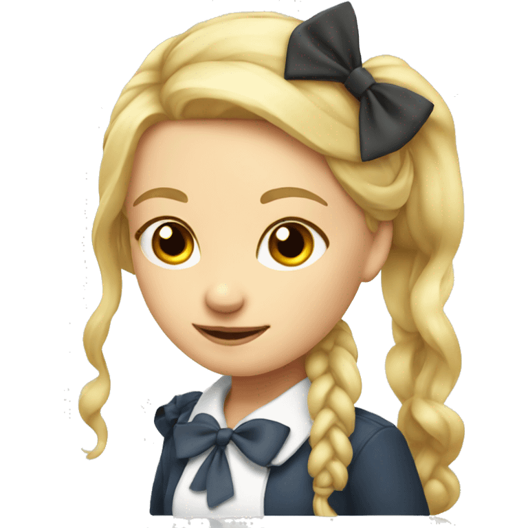 pretty blonde school girl with bow in her hair emoji