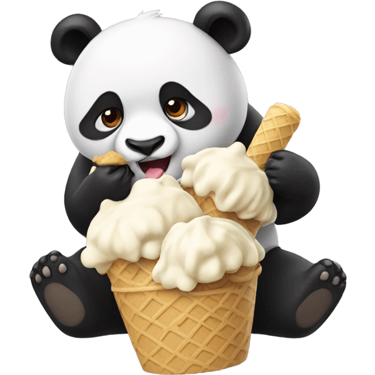 Panda eating ice cream emoji