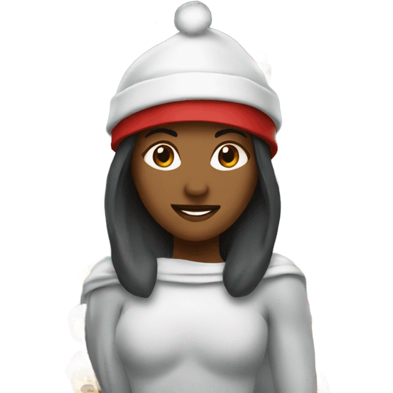 spartan female wearing red santa hat emoji