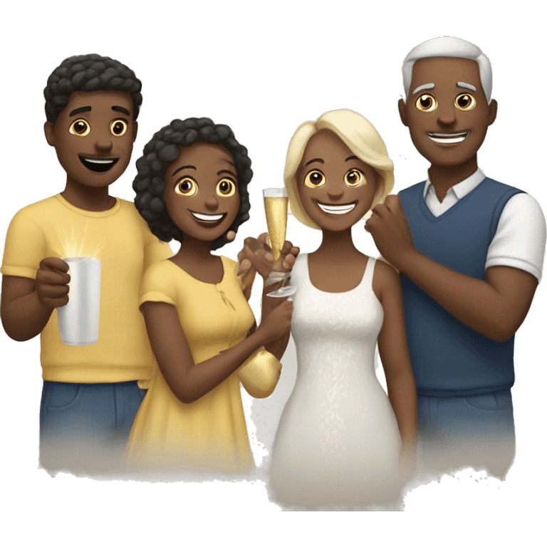 white family celebrate new year emoji