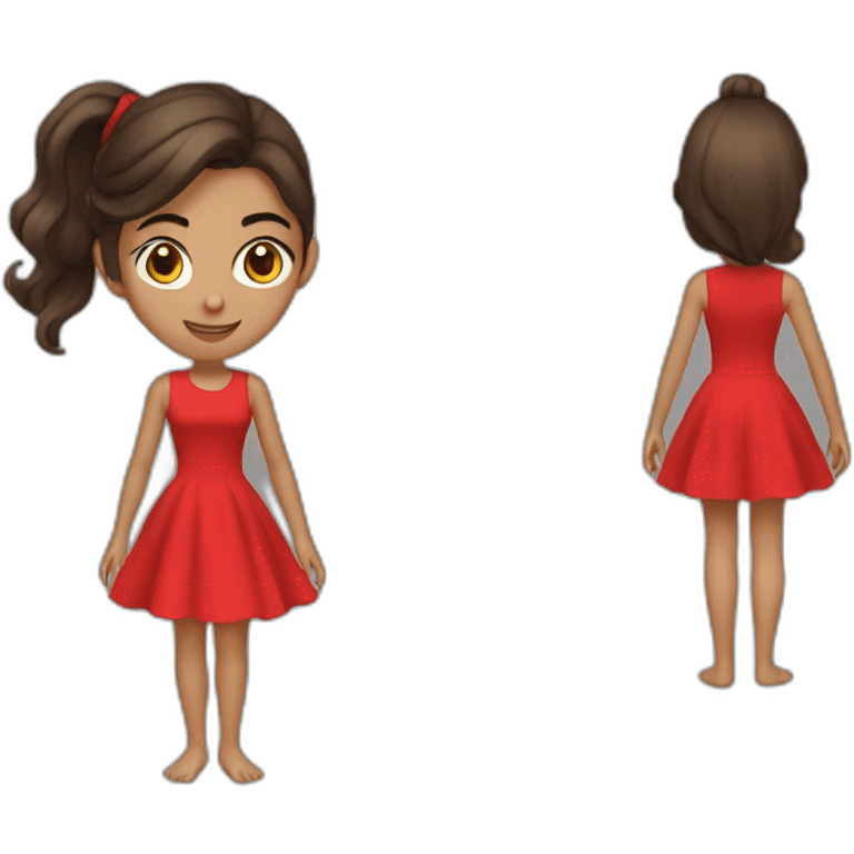 Adolescente de 17 ans brune avec une robe rouge emoji