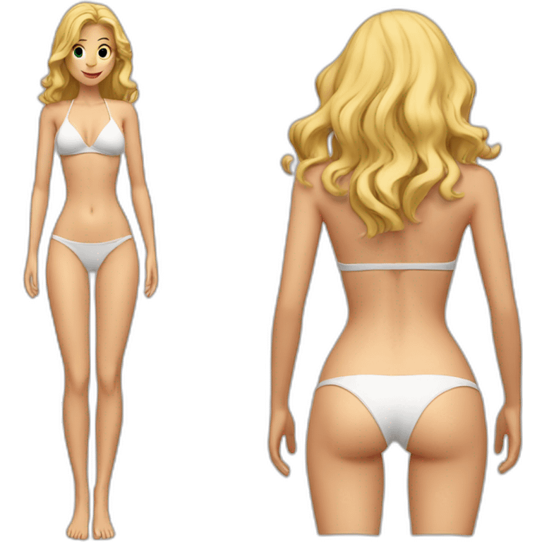 Slim-fit Caucasian woman bikini cute (beach body) bed emoji