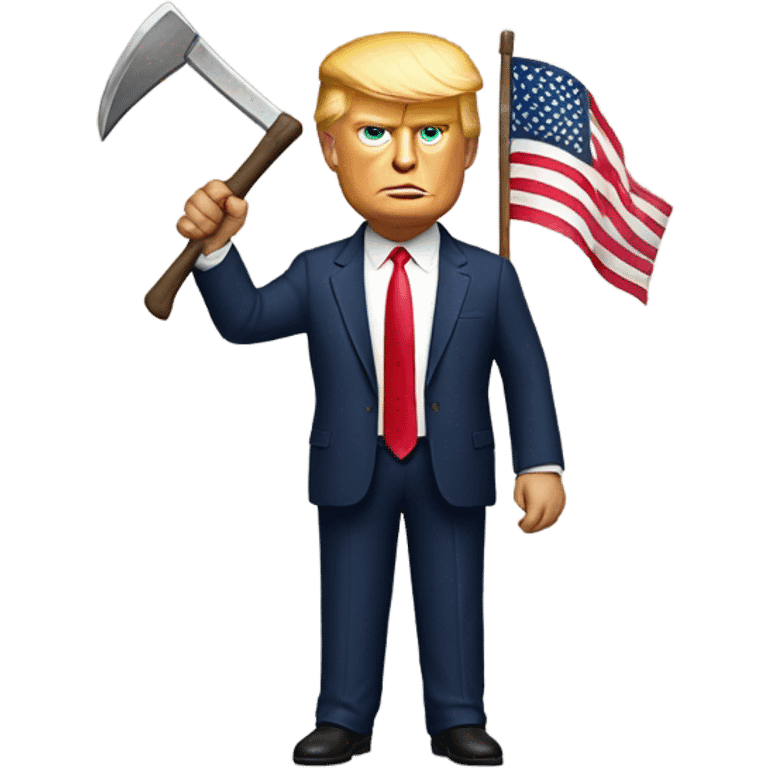 Donald trump holding American flag and an axe emoji