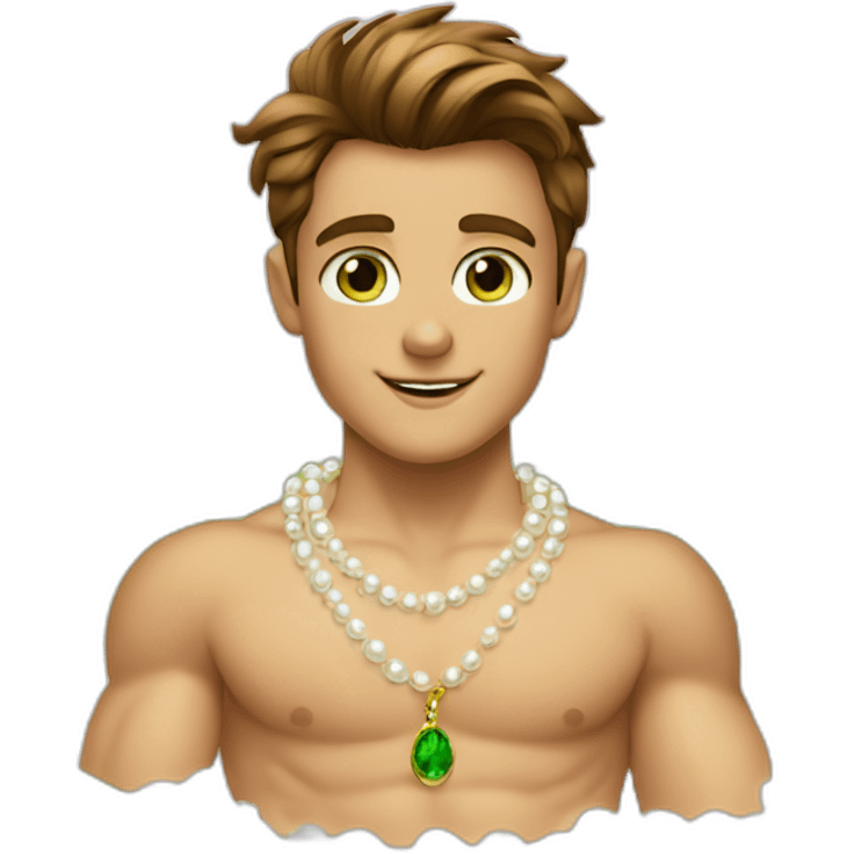 Posh-muscle-boy-brown-hair-green-eyes-pearl-necklace-in-golden-bathtub emoji