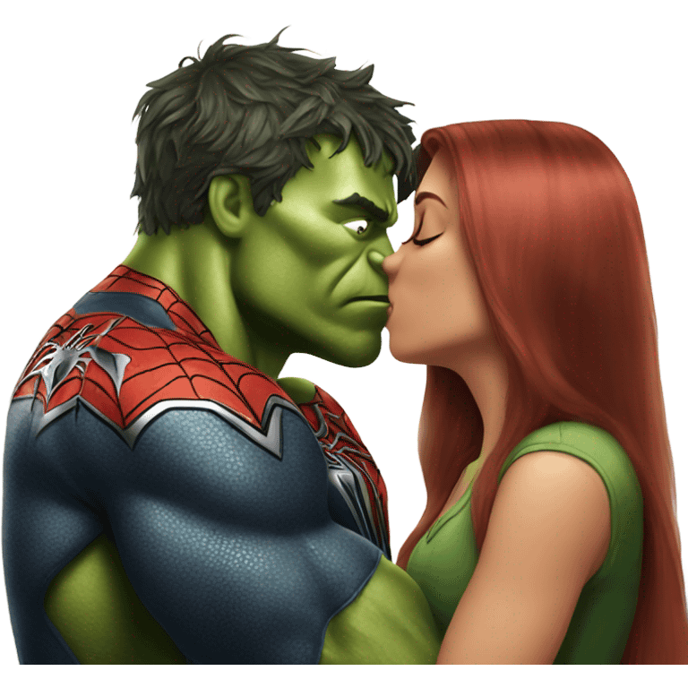 Spiderman kiss hulk emoji