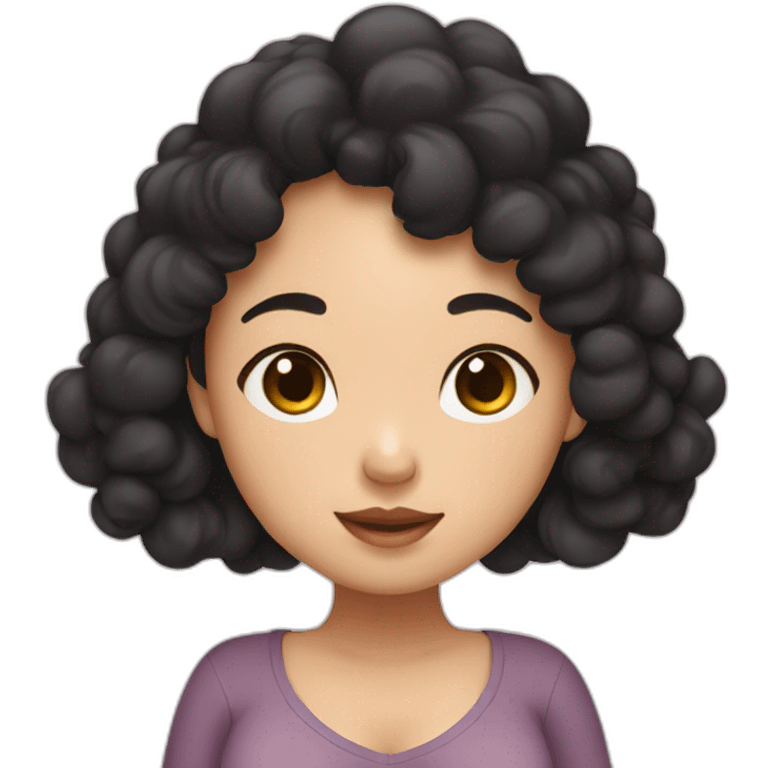 a asian pregnant girl with black poodle emoji