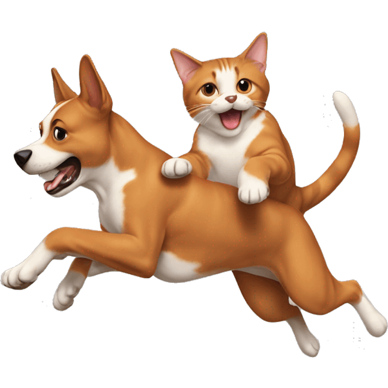 Dog jumping a cat emoji