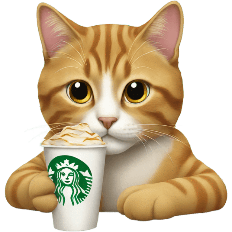 A cat drinking Starbucks  emoji