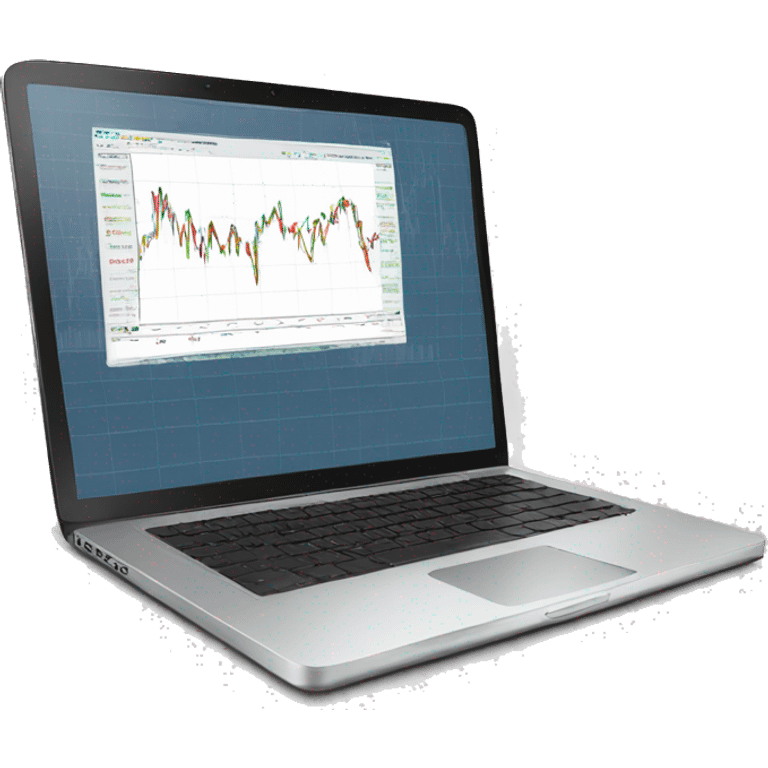 laptop with stock chart on stock market website emoji