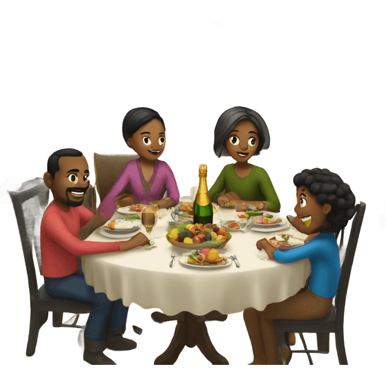 family sitting at the New Year's table emoji