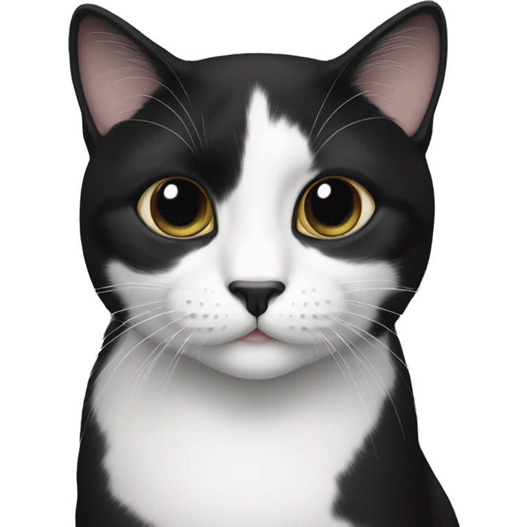 black and white cat with black chin  emoji