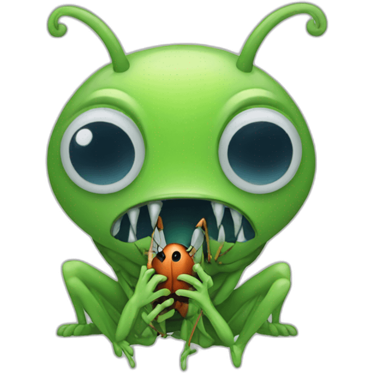 an alien eating a bug emoji