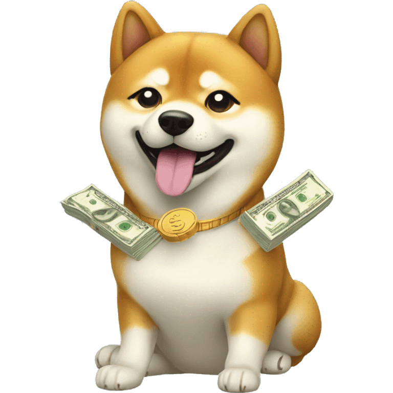 shiba dog with dollars emoji