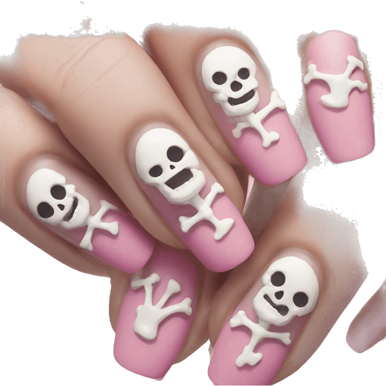 Skeleton hands bones with pink polish nails  emoji