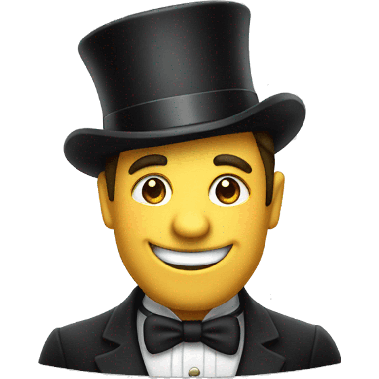 gentlemen with top hat smiling and showing  emoji