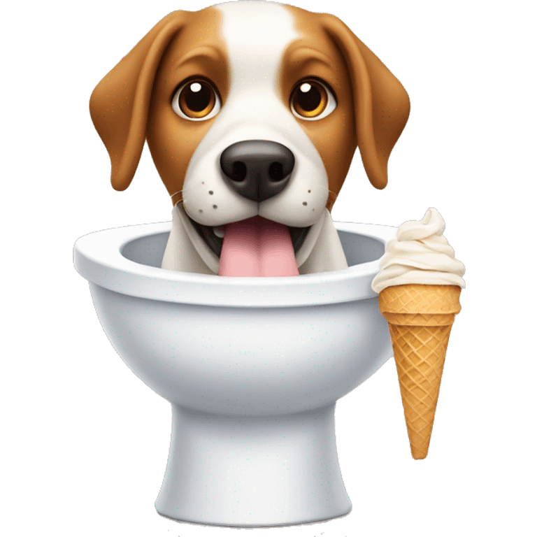 Dog eating ice cream on toilet bowl emoji