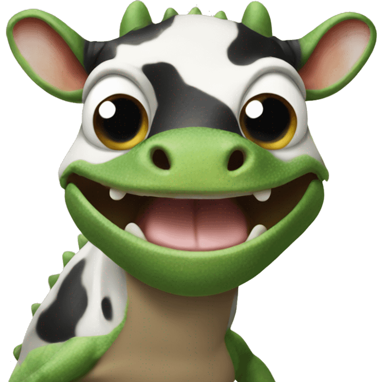 lizard with cow looking face overlay emoji