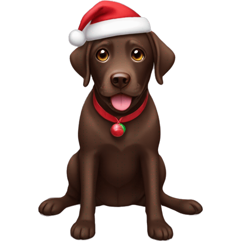 Chocolate lab with Santa hat emoji