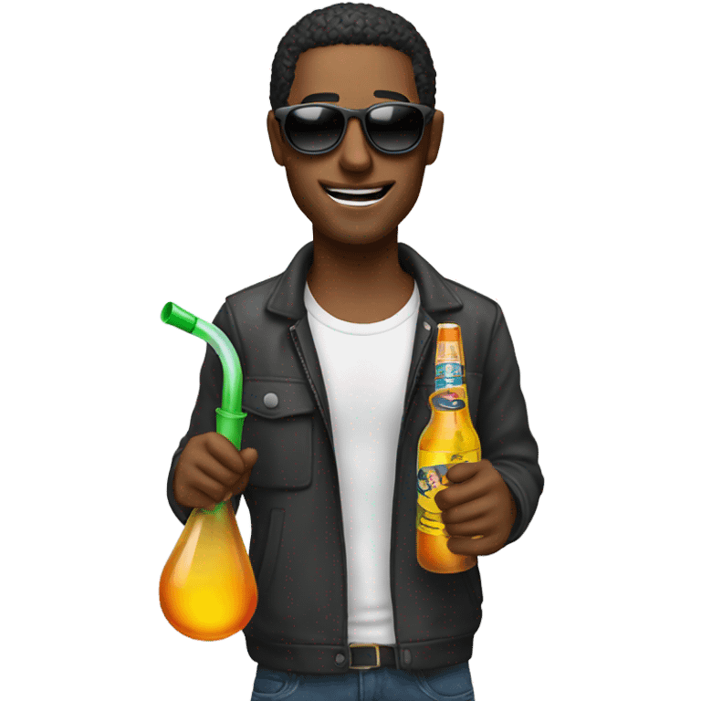 Guy holding Bong with sunglasses emoji