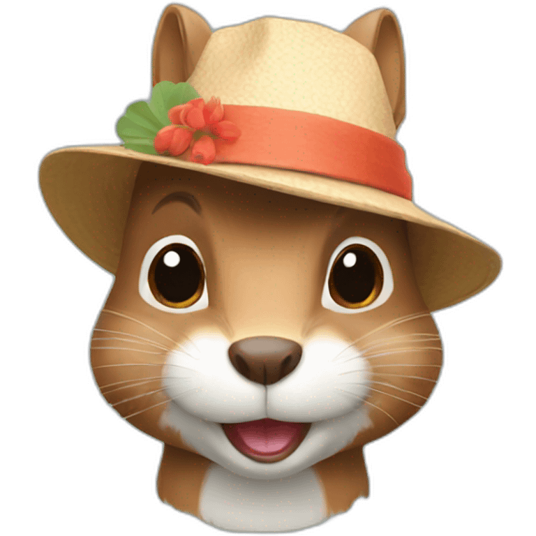 squirrel with asian hat and face mask emoji