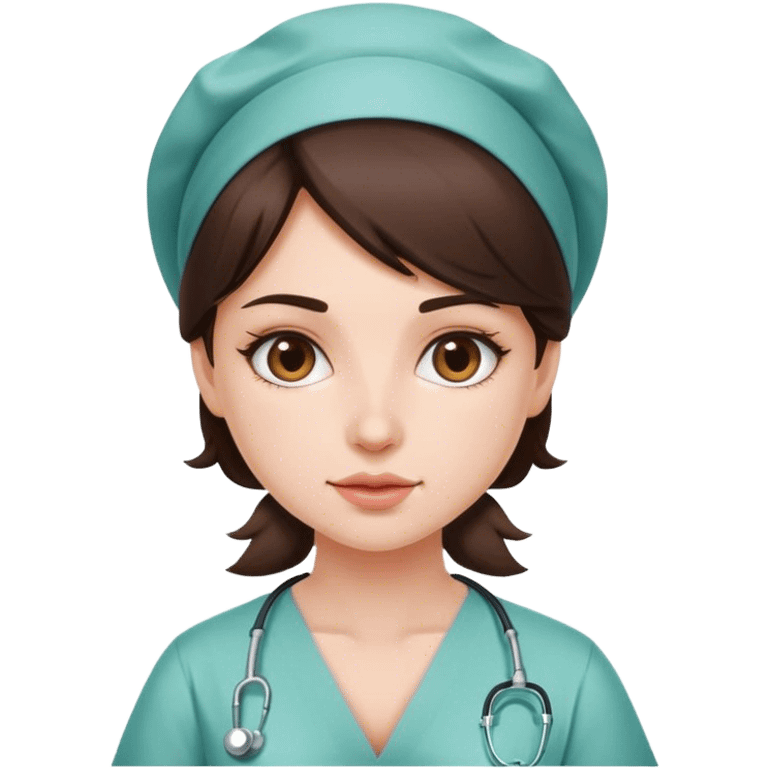 Pretty brunette girl becoming a surgeon  emoji