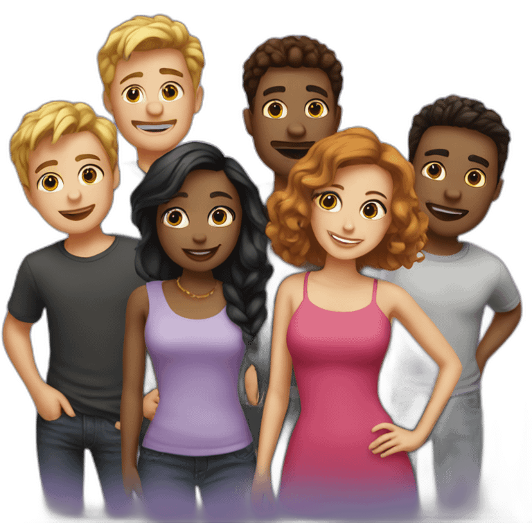 Several friends in a party emoji