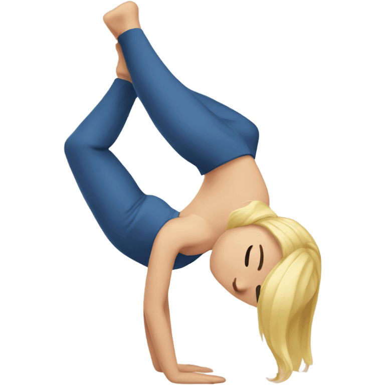 A blond girl who is doing a handstand emoji