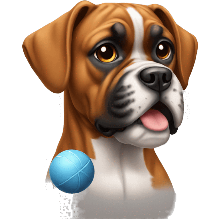 Boxer dog with ball emoji