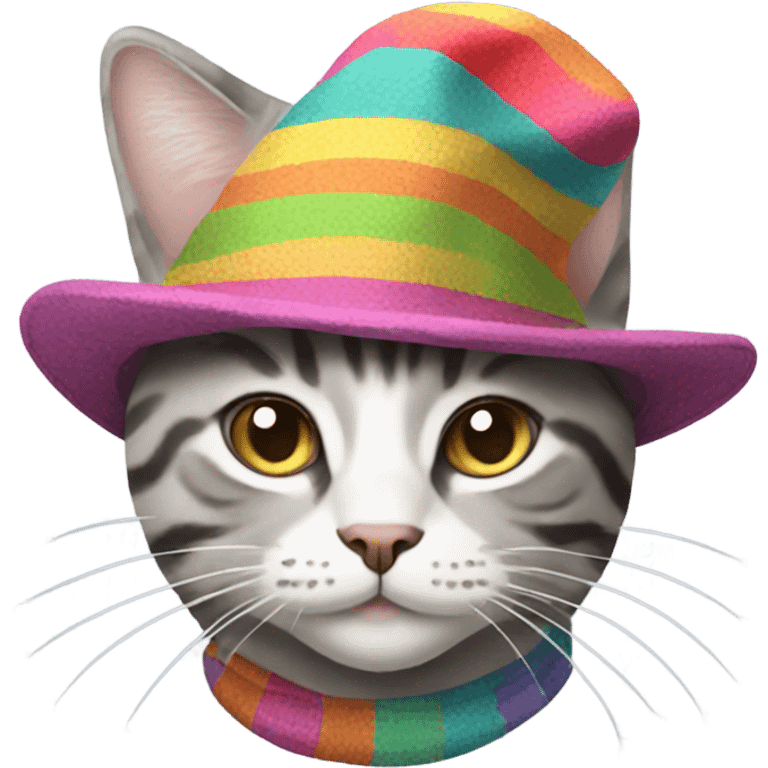 Grey tabby with hat emoji