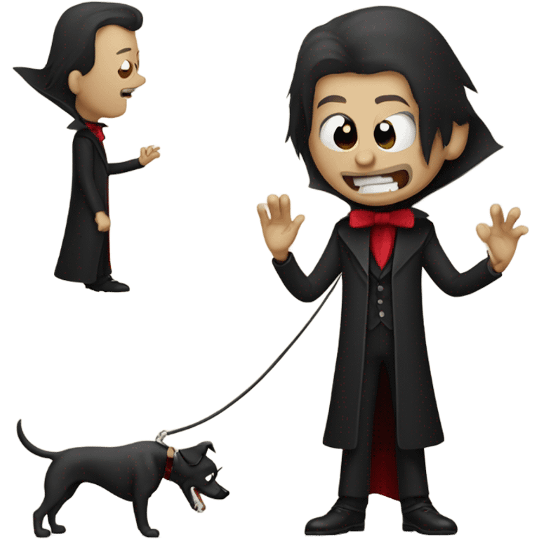 Dracula walking a dog upside down  emoji