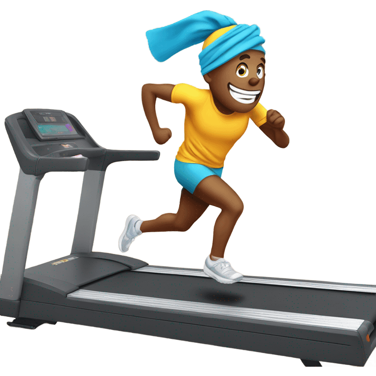 emoji head running on a treadmill with a sweat band on its head emoji