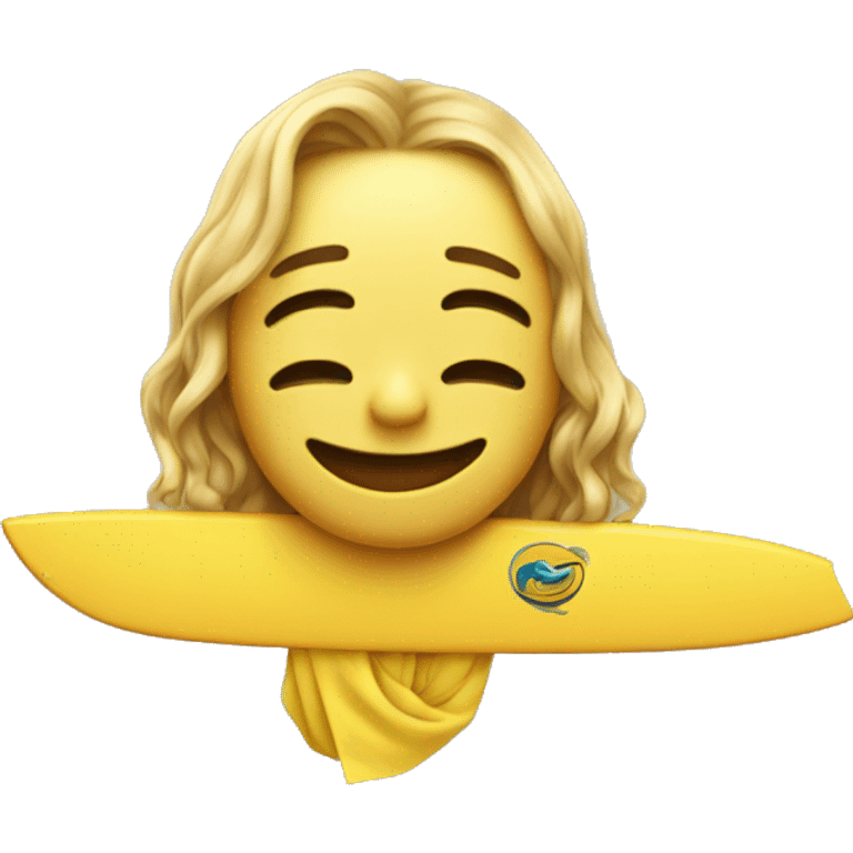 Smiling and crying, yellow-faced Emoji;was surfing emoji