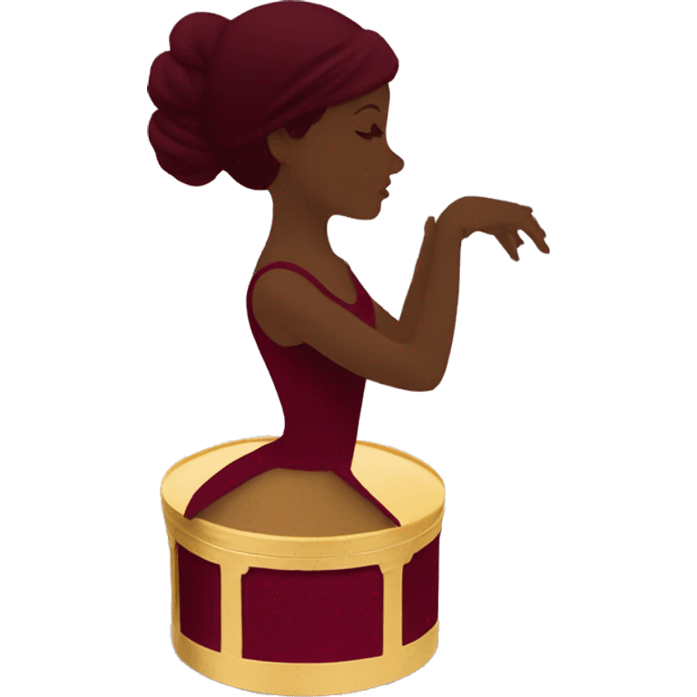 burgundy music box with a silhouette of a ballerina emoji