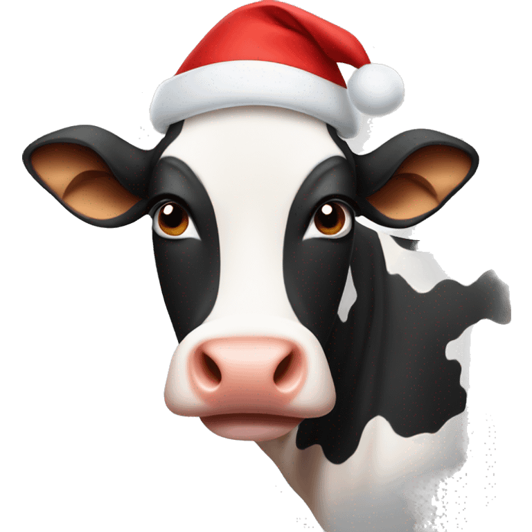 Cow with a Santa hat emoji