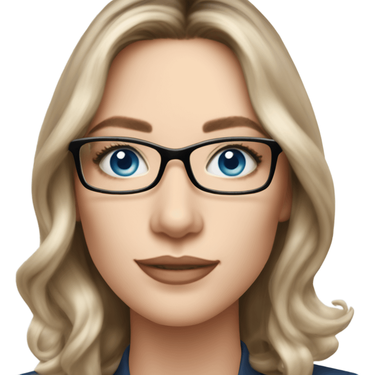 Shoulder length Balayage pale beautiful corporate woman with glasses and blue eyes emoji