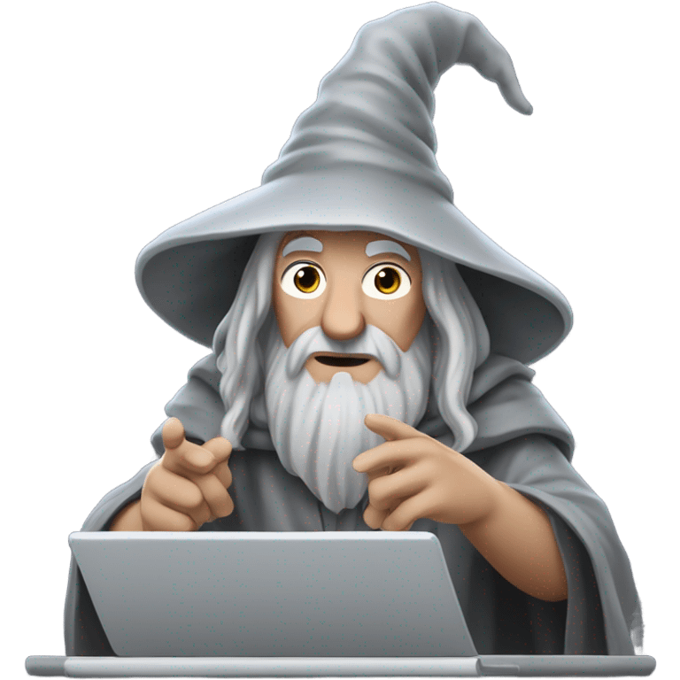 gandalf the wizard using laptop emoji