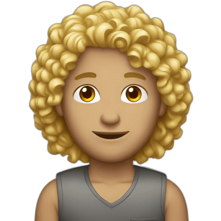 man curly hair blonde laptop emoji