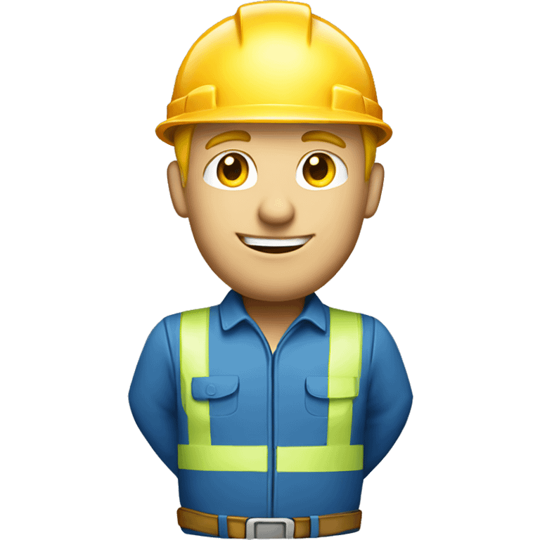 Blond Male construction worker wearing blue work wear emoji