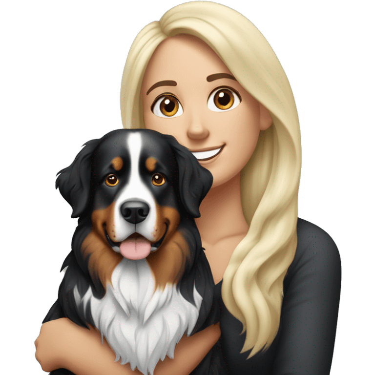 Bernese mountain dog with his female blonde long haired owner emoji