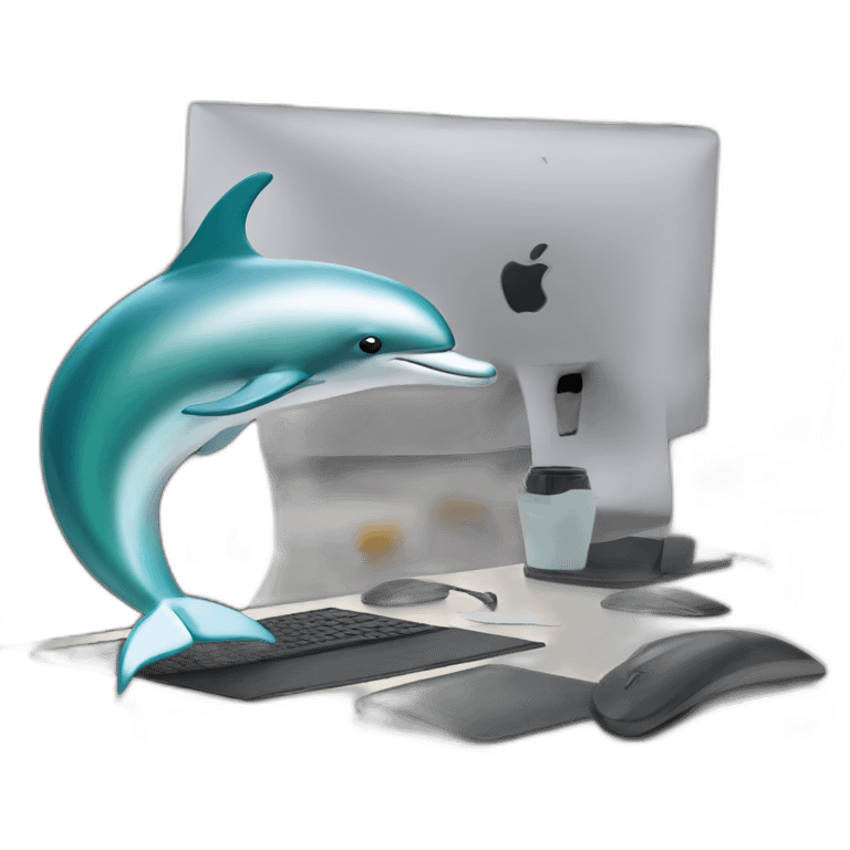 Dolphin is at the work desk emoji