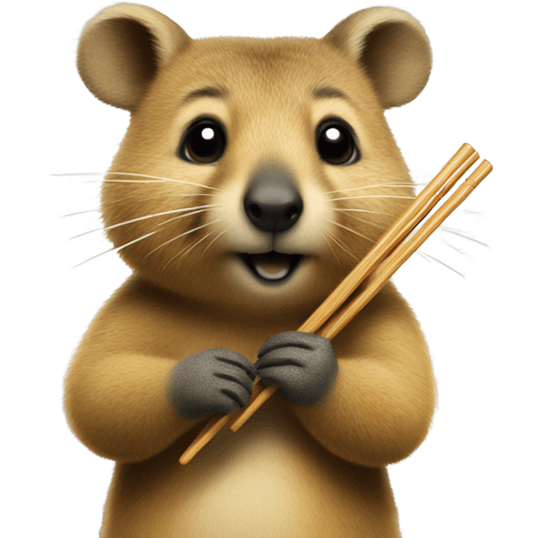 Quokka eating kimball with chopsticks  emoji